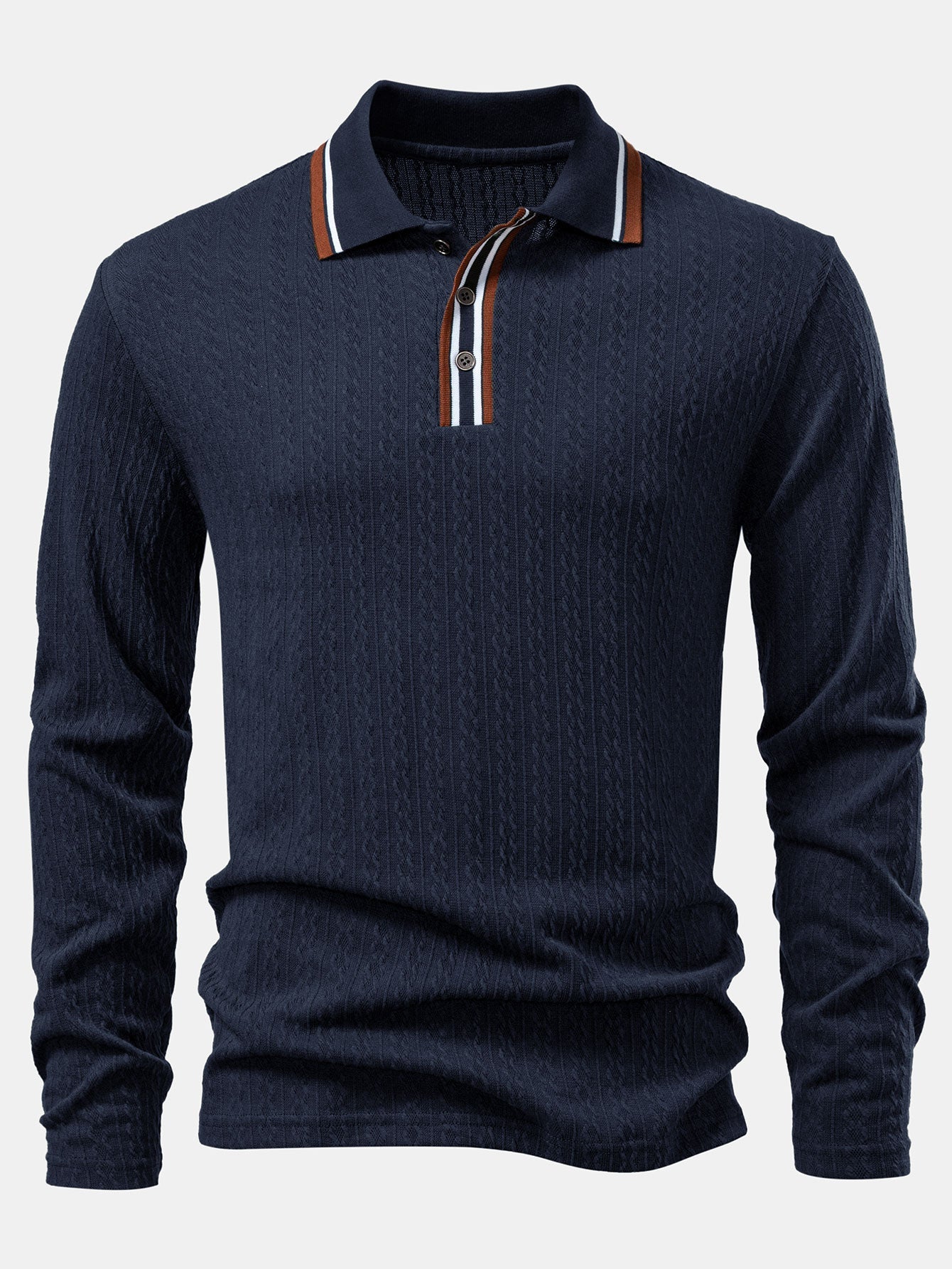 Ludovico® | Long Sleeve Twist Jacquard Polo Shirt - Image 14