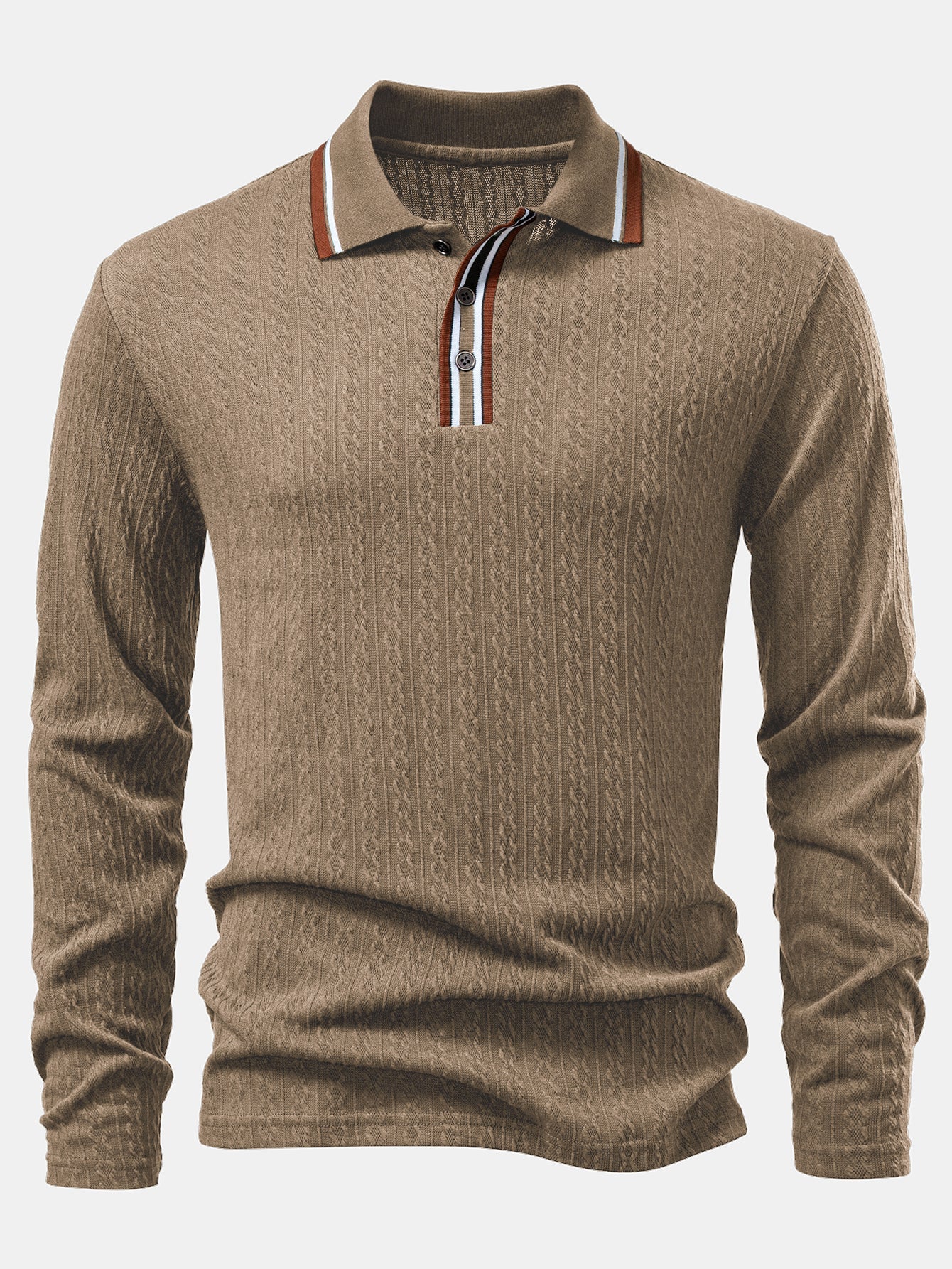Ludovico® | Long Sleeve Twist Jacquard Polo Shirt - Image 16