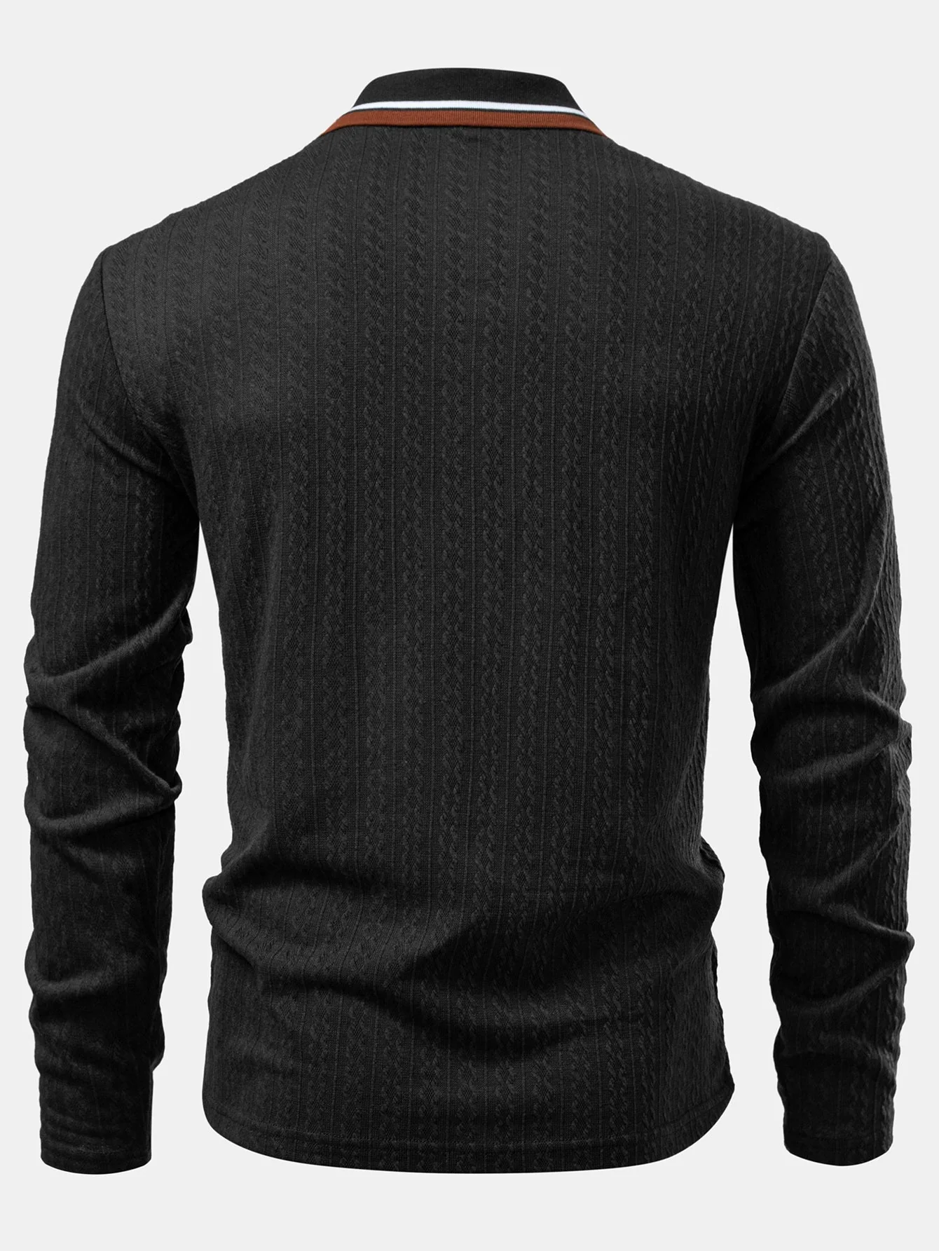 Ludovico® | Long Sleeve Twist Jacquard Polo Shirt - Image 19