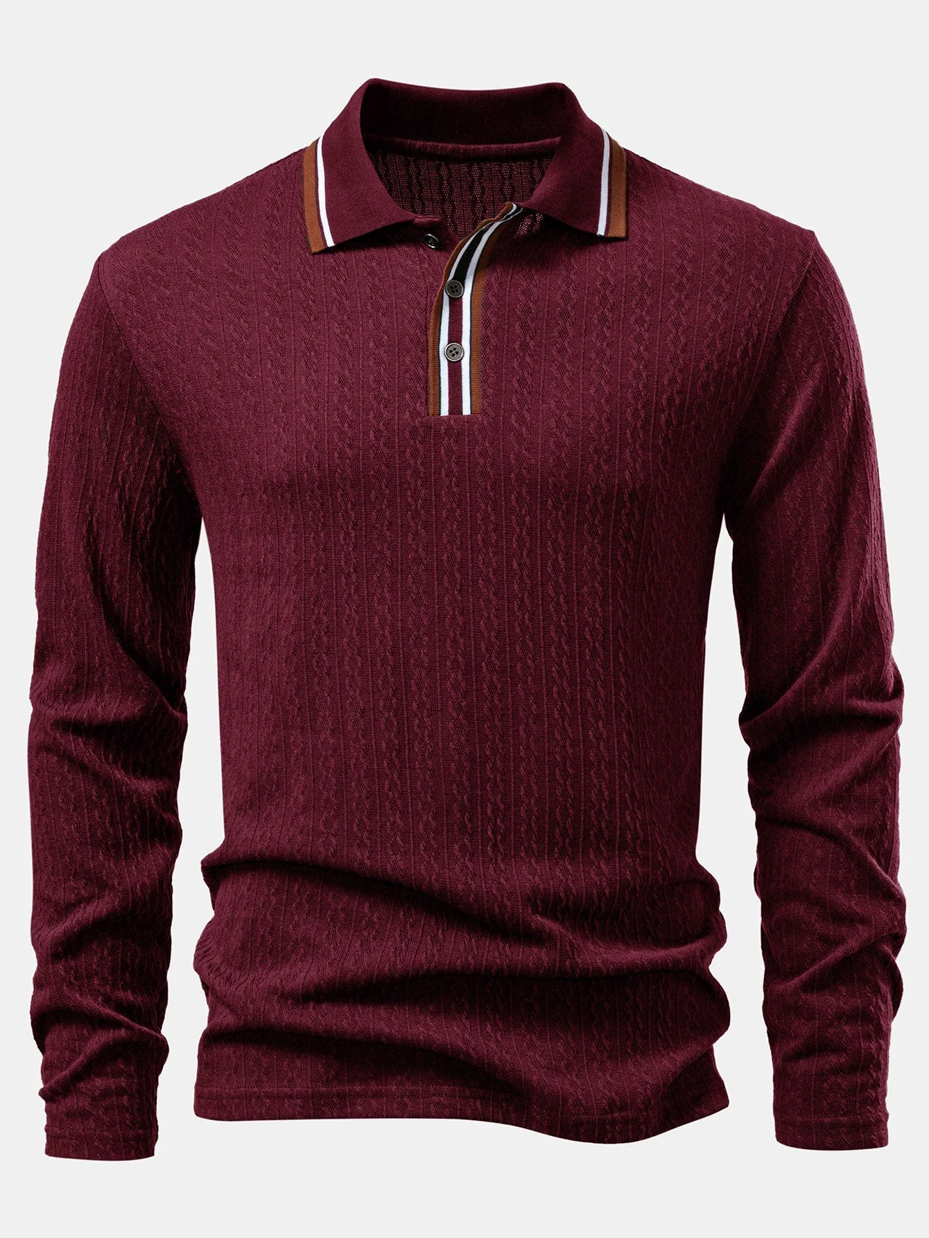 Ludovico® | Long Sleeve Twist Jacquard Polo Shirt - Image 20