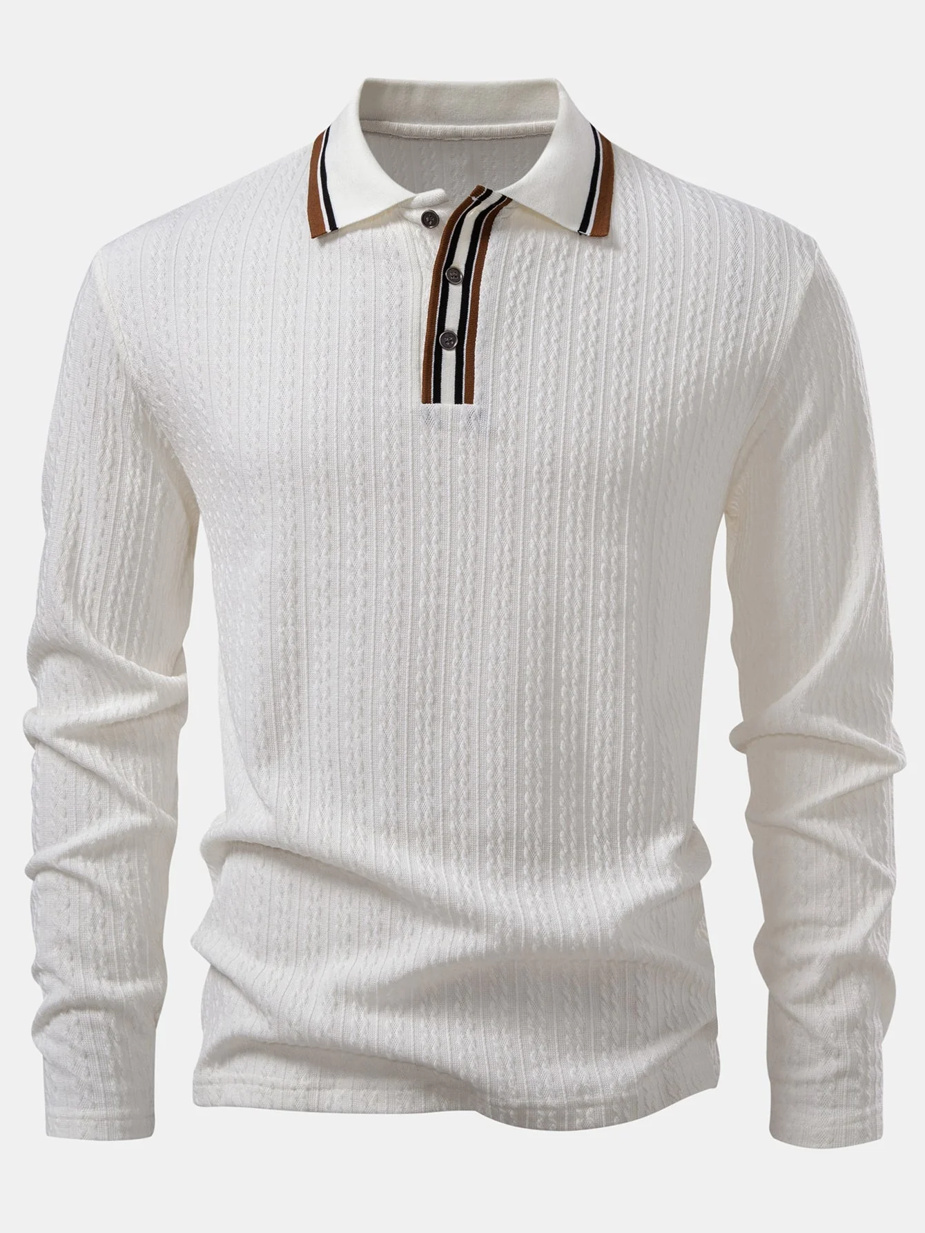 Ludovico® | Long Sleeve Twist Jacquard Polo Shirt - Image 3