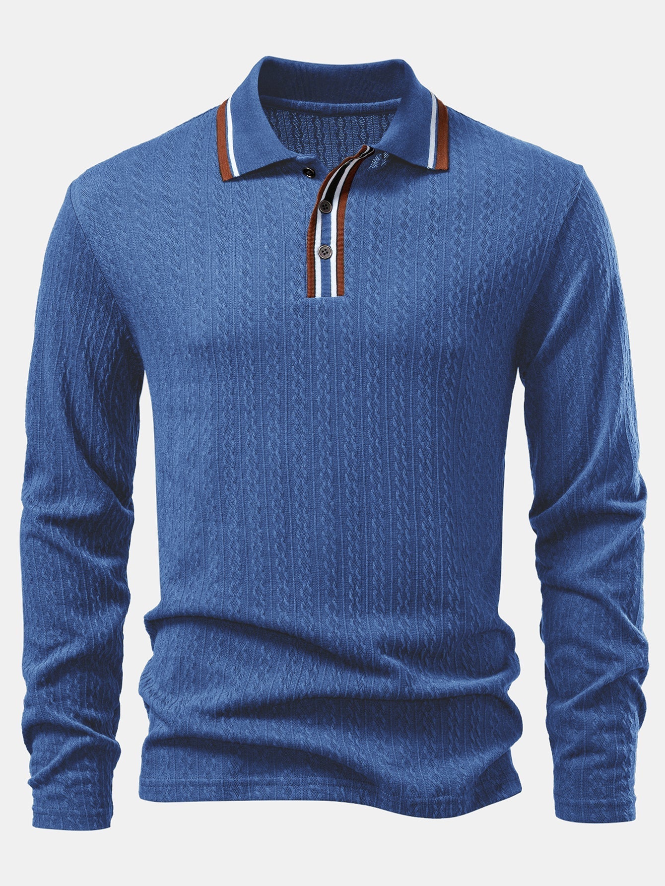 Ludovico® | Long Sleeve Twist Jacquard Polo Shirt - Image 7