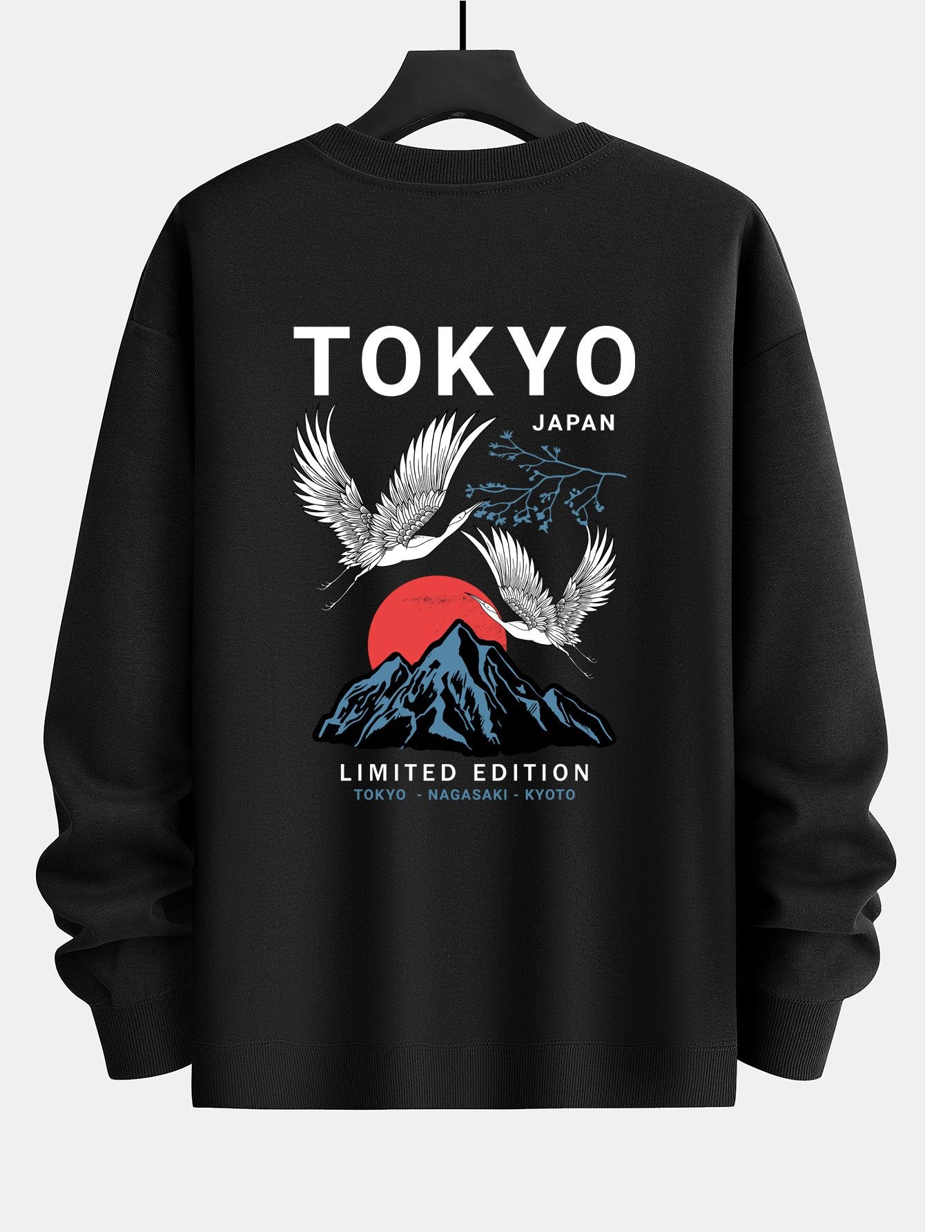 Luis® | Tokyo Crane Back Print Relax Fit Sweatshirt - Image 3