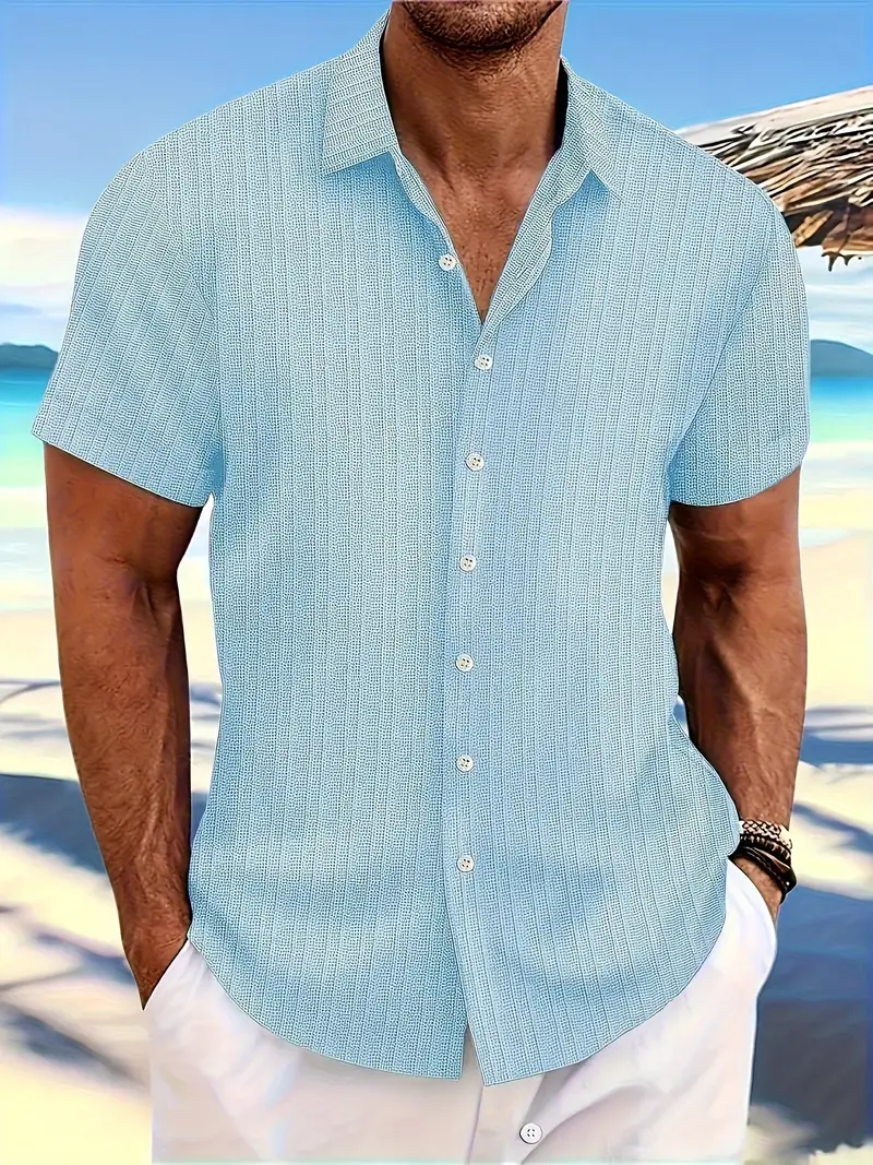 Lura® | Casually Chic Striped Short-Sleeved Shirt For Men - Image 15