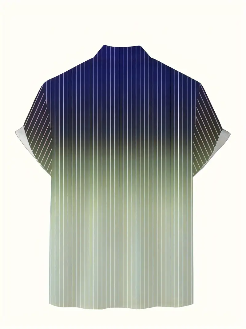 Lurton® | Men'S Short-Sleeved Button-Down Shirt With Gradient And Striped Pattern For Spring/Summer - Image 4