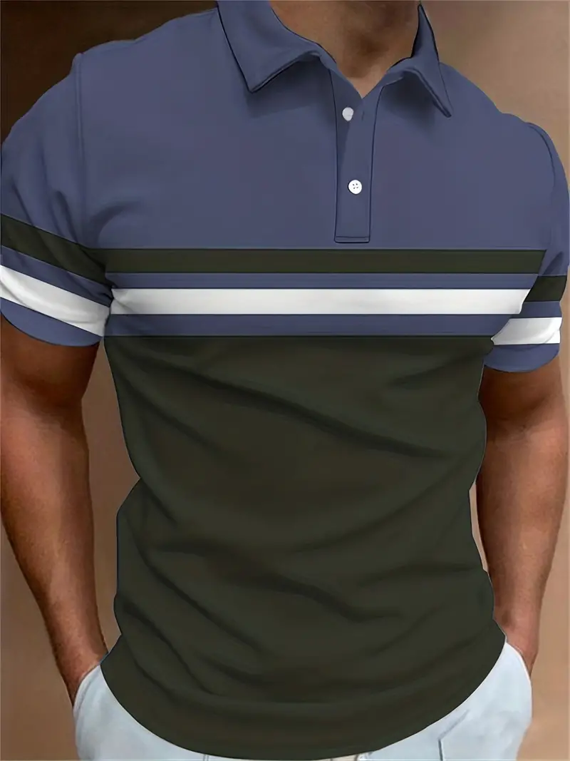 Lynn® | Casual, Trendy Striped Pattern Short-Sleeved Shirt For Men - Image 27