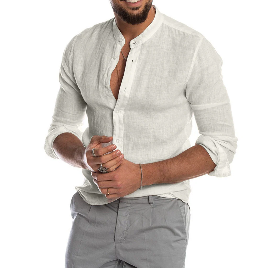 Macario® | Elegant Linen Shirt Without Collar - Image 10
