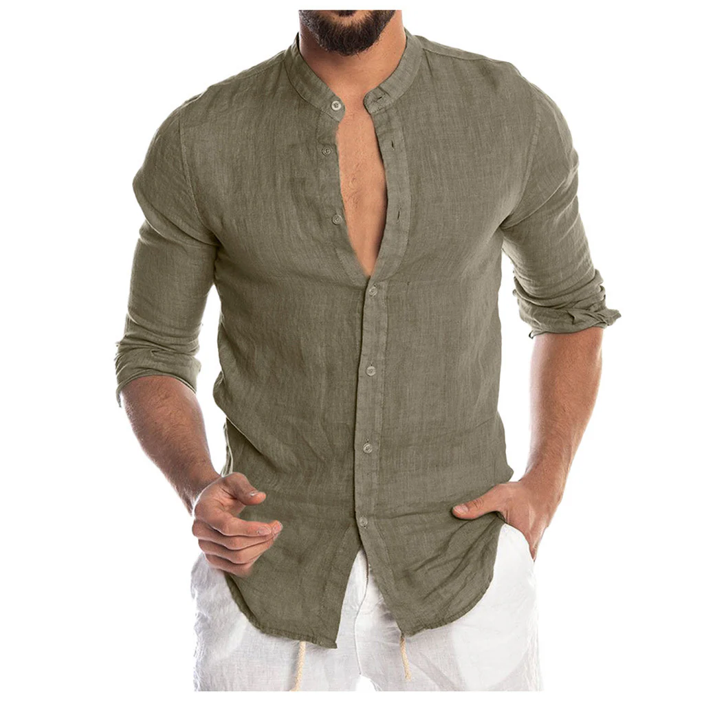 Macario® | Elegant Linen Shirt Without Collar - Image 7