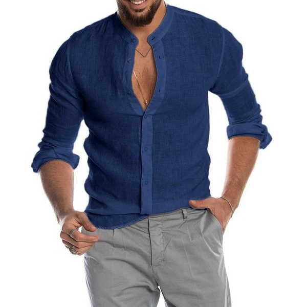 Macario® | Elegant Linen Shirt Without Collar - Image 9