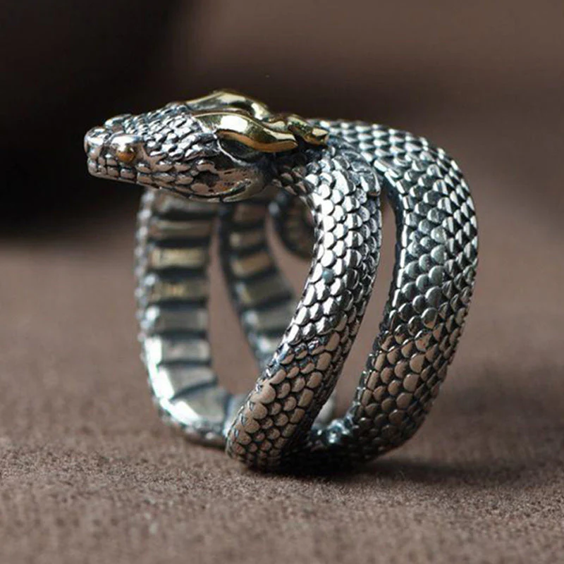 Manuel | Men'S Vintage S925 Silver Python Adjustable Ring - Image 3