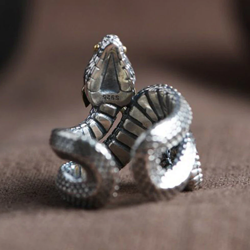 Manuel | Men'S Vintage S925 Silver Python Adjustable Ring - Image 4