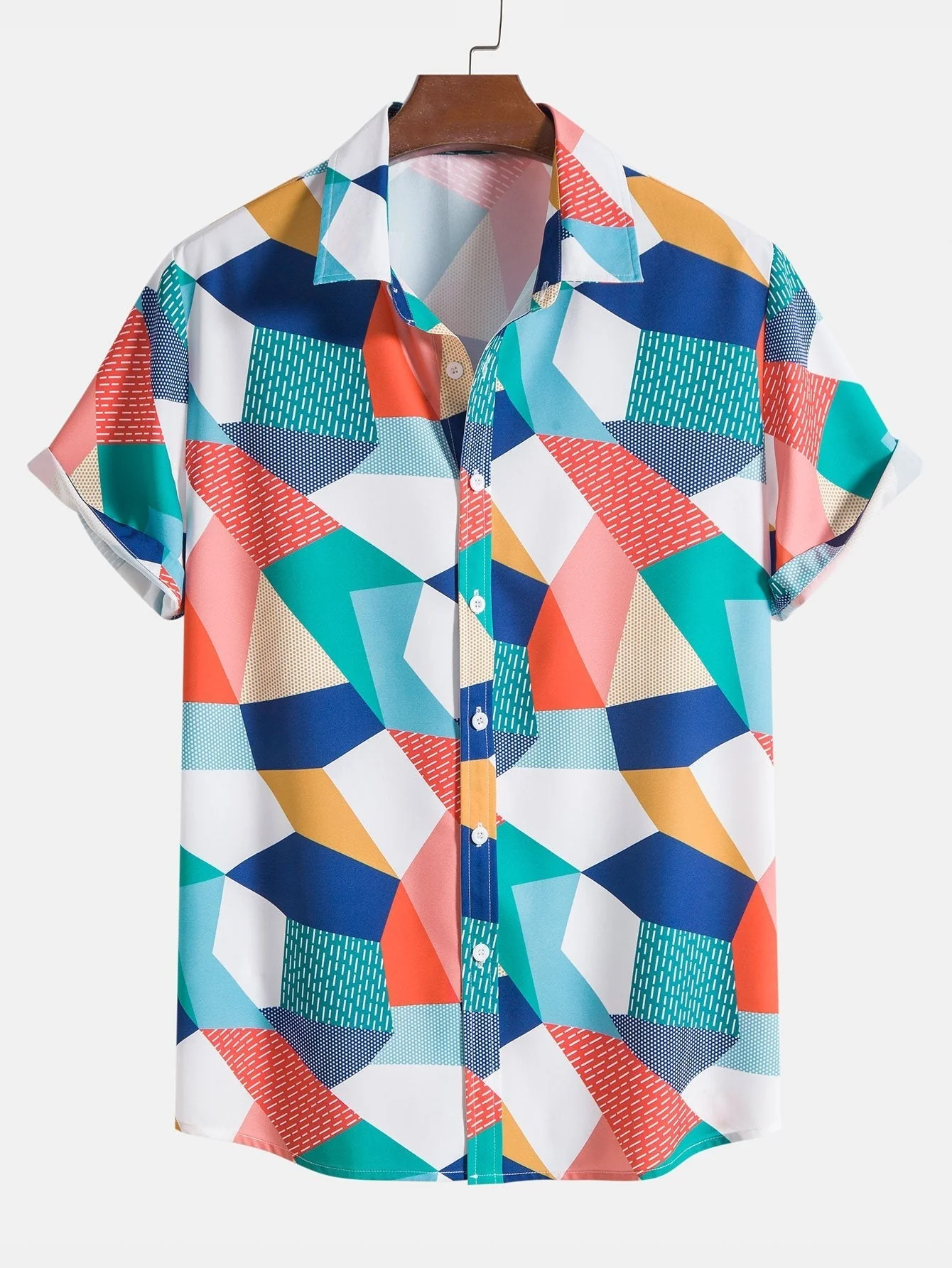Marcos® | Color Block Geometric Print Shirt & Swim Shorts - Image 3