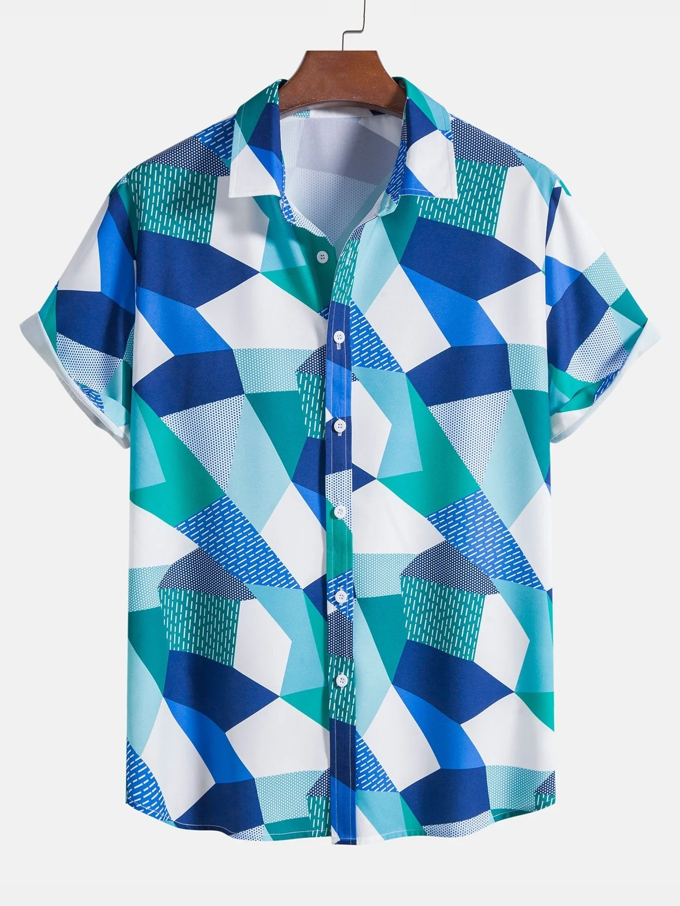 Mario® | Color Block Geometric Print Shirt - Image 3