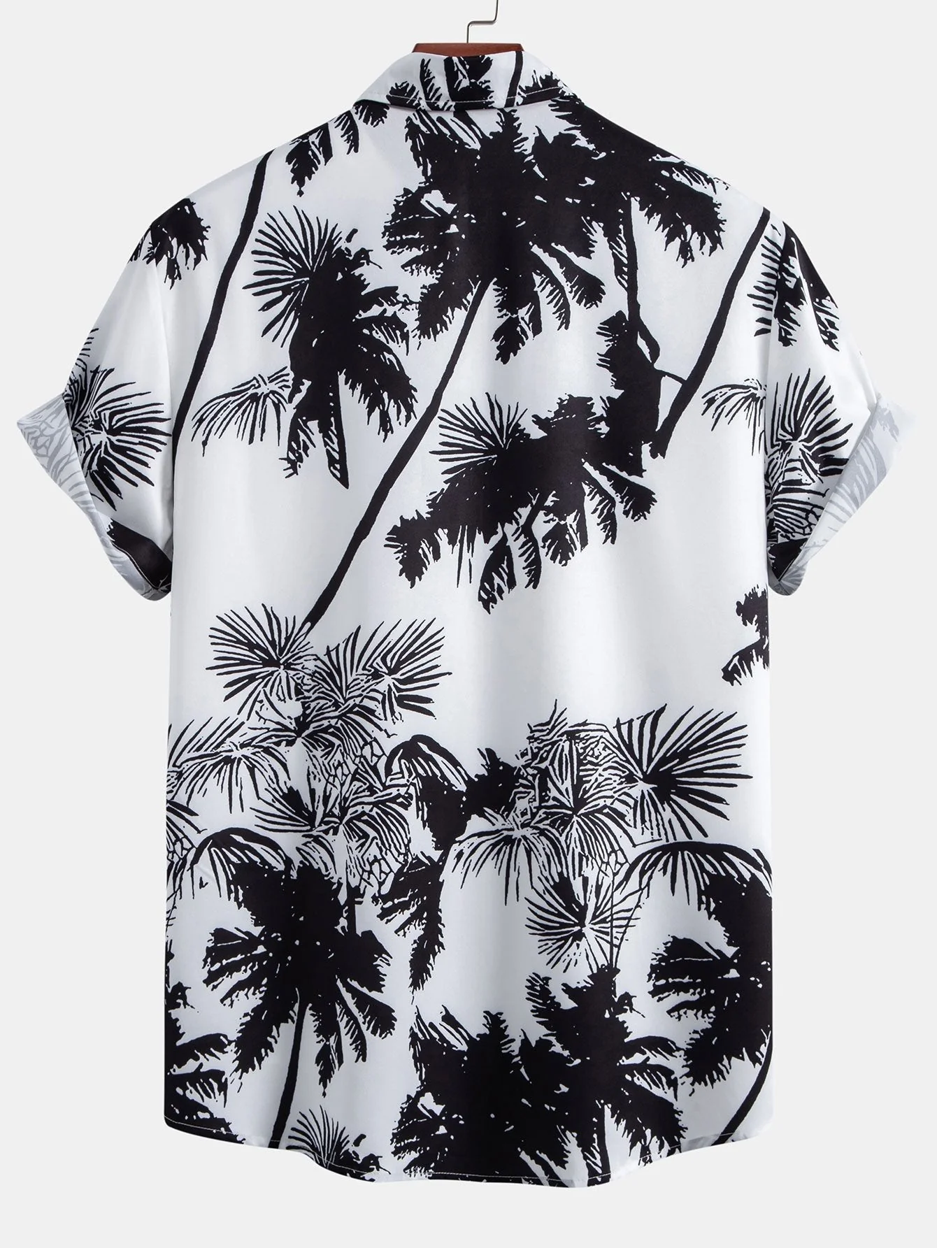 Mario® | Palm Trees Print Button Up Shirt & Striped Print Swim Shorts - Image 3