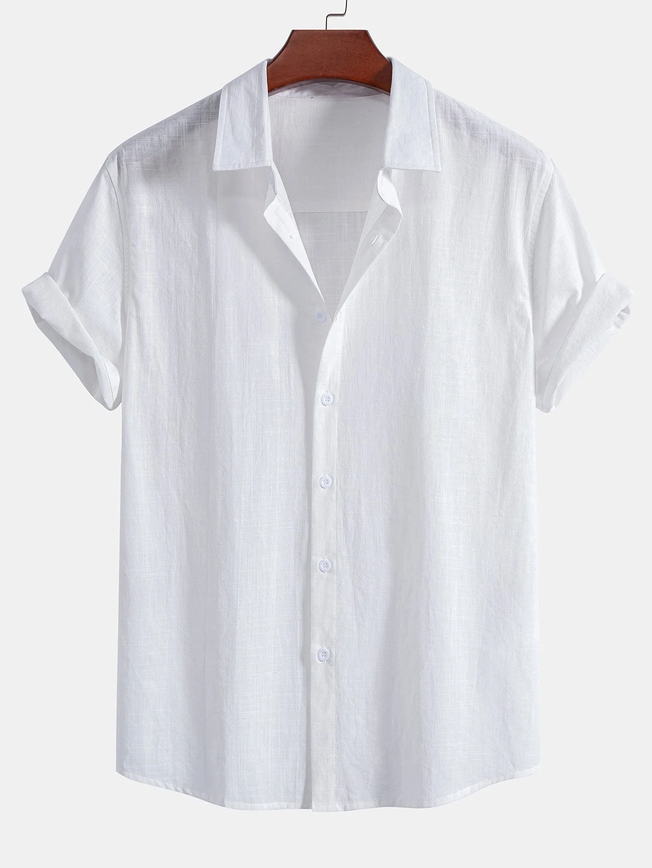 Mateo® | Linen Look Cotton Button Up Shirt & Stripe Print Swim Shorts - Image 2