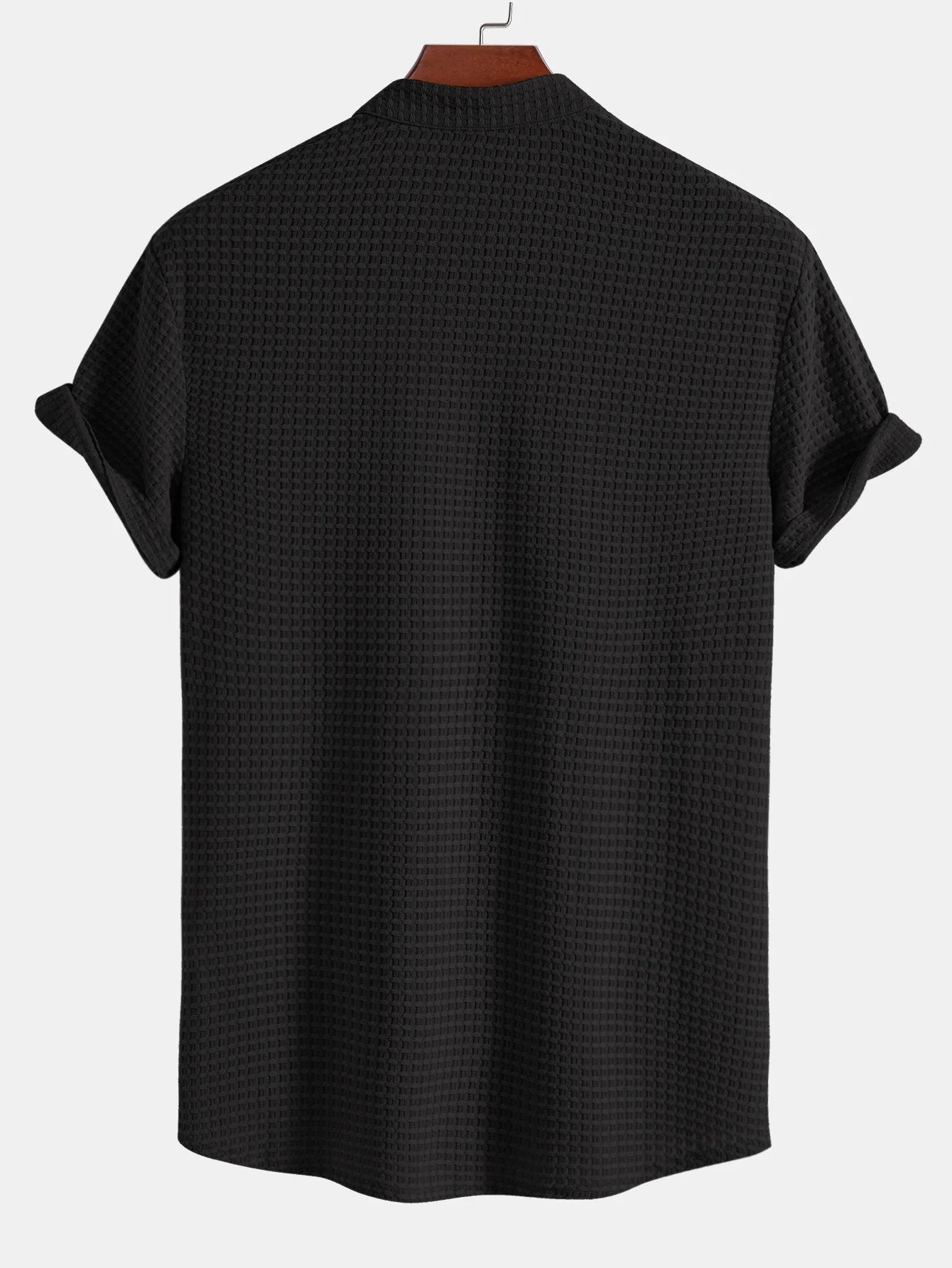 Mateo® | Muscle Fit Waffle Texture Stand Collar Shirt - Image 6