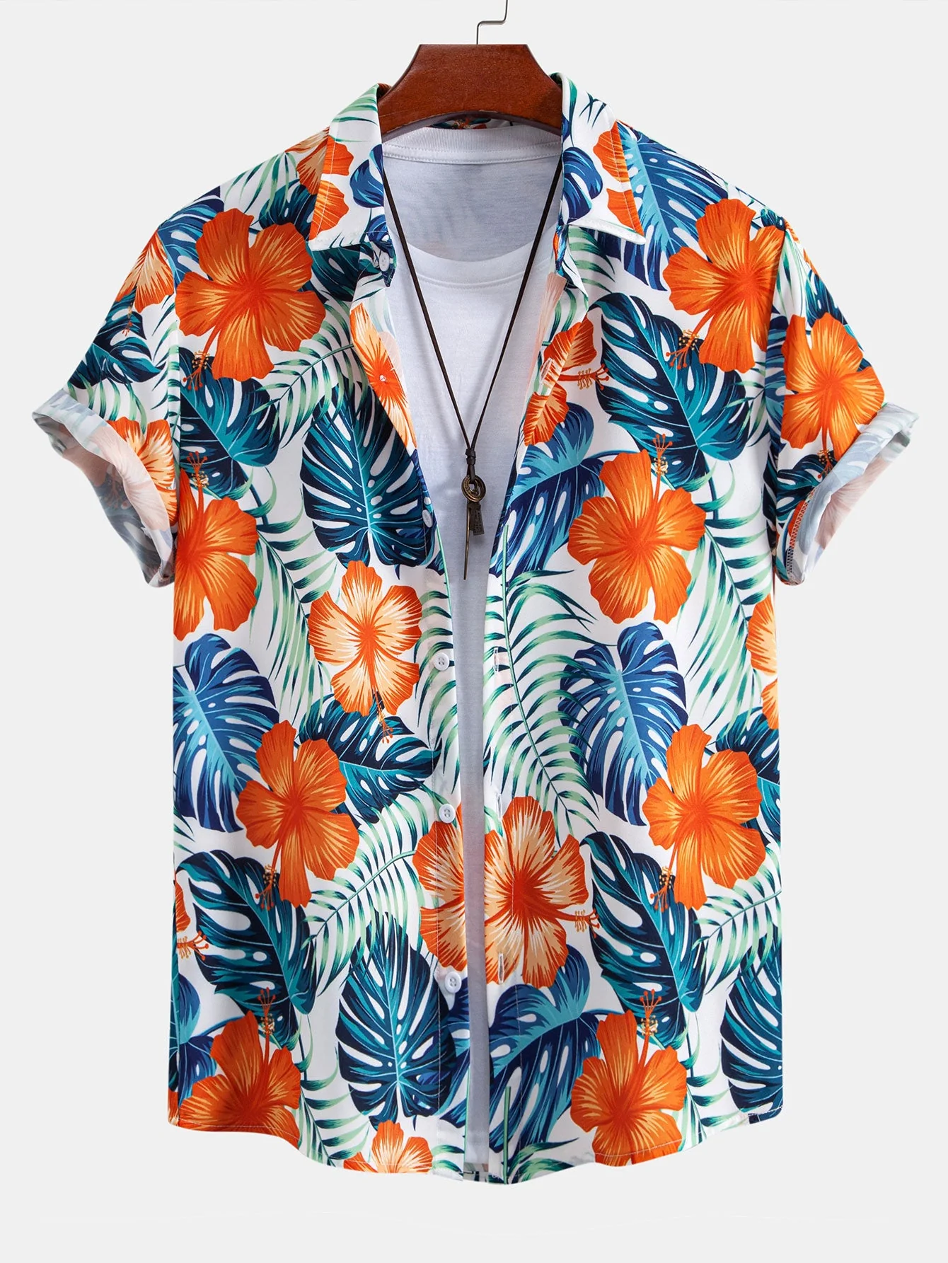 Maurice® | Tropical Flowers Print Button Up Shirt & Drawstring Swim Shorts - Image 4