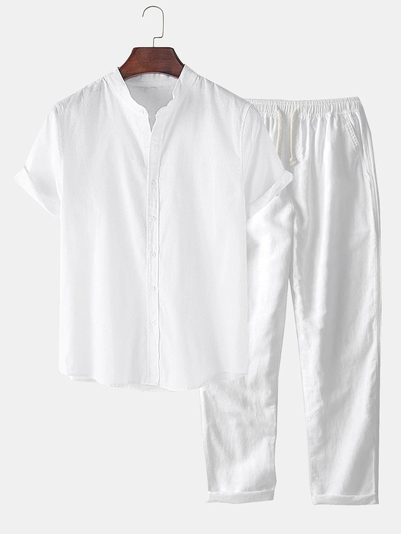Mauricio® | Linen Short Sleeve Basic T-Shirt & Linen Straight Trousers