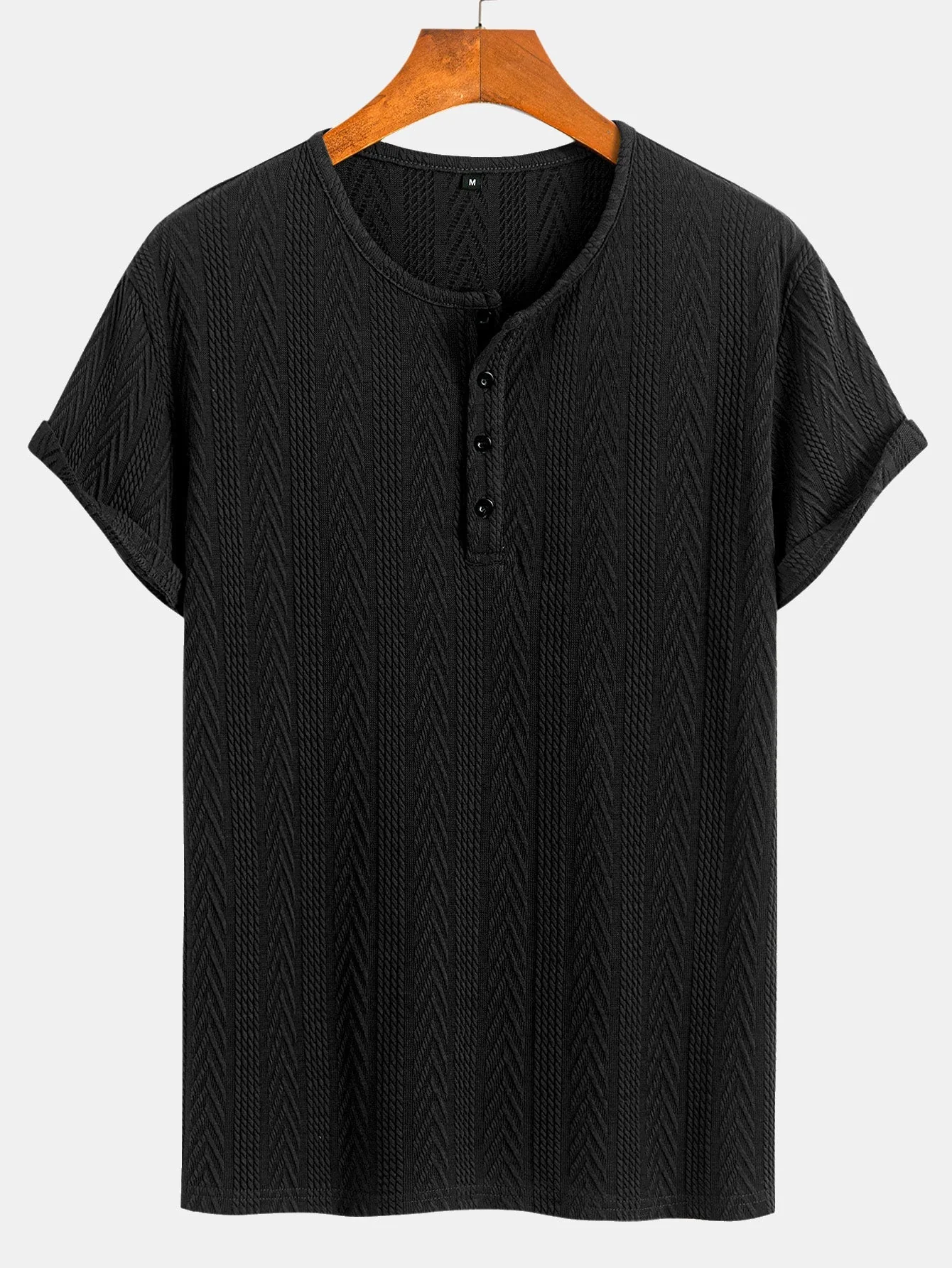 Maximiliano® | Short Sleeve Jacquard Half Open Collar T-Shirt - Image 3