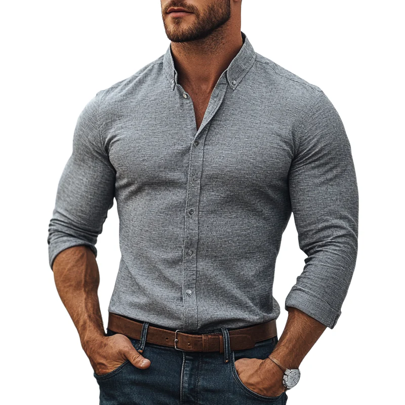 Maximiliano | Men'S Business Cotton Long Sleeve Lapel Shirt