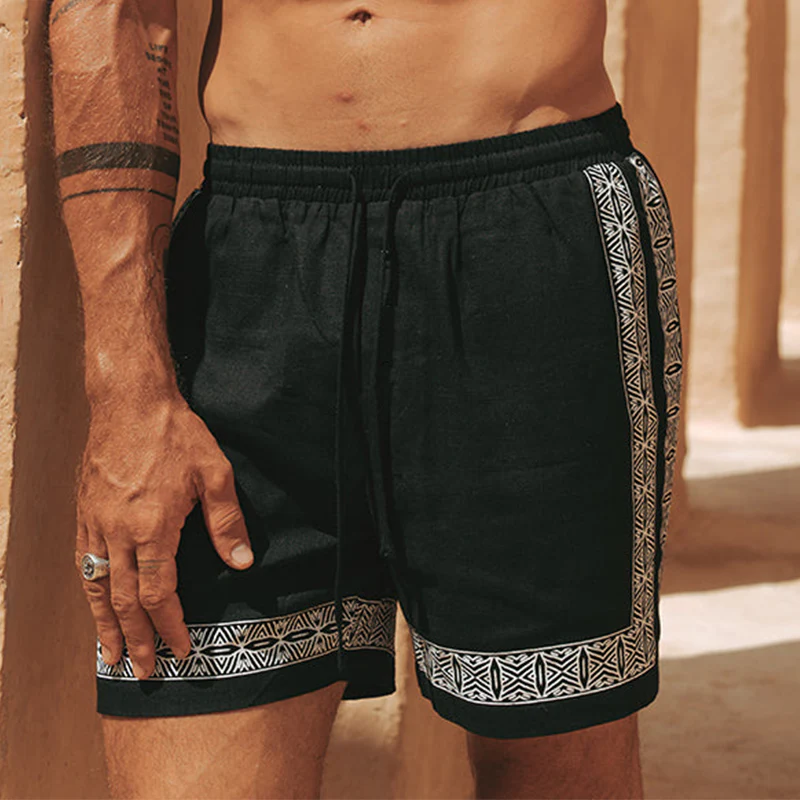 Melvin | Men'S Summer Casual Cotton And Linen Printed Elastic Waist Shorts - Image 5