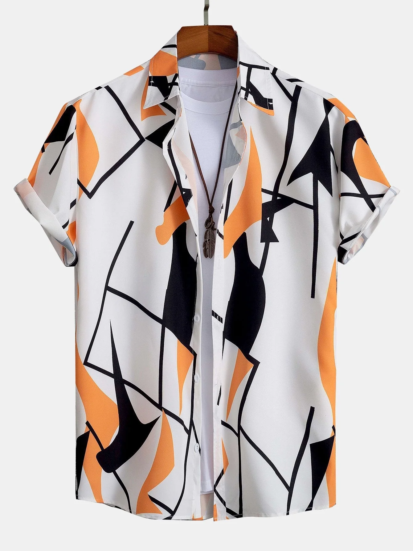 Miguel® | Color Block Abstract Print Button Up Shirt