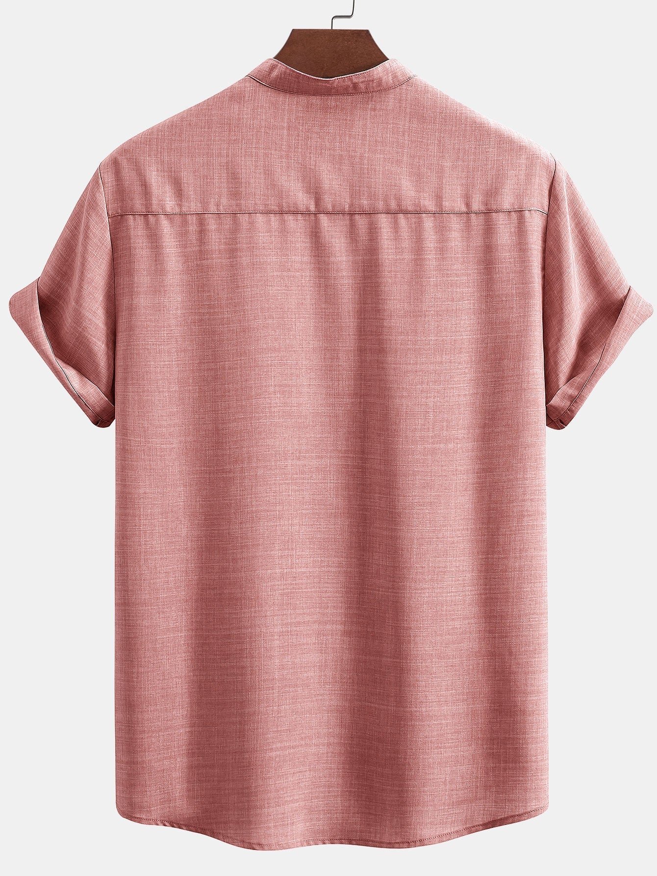 Misael® | Short Sleeve Stand Collar Shirt & Linen Drawstring Shorts - Image 3