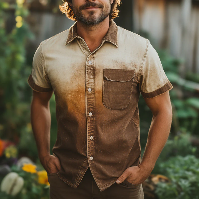Mitchell | Men'S Summer Fashion Gradient Print Short Sleeve Shirt - Image 2