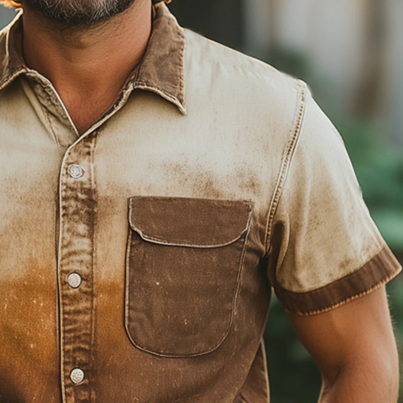 Mitchell | Men'S Summer Fashion Gradient Print Short Sleeve Shirt - Image 3