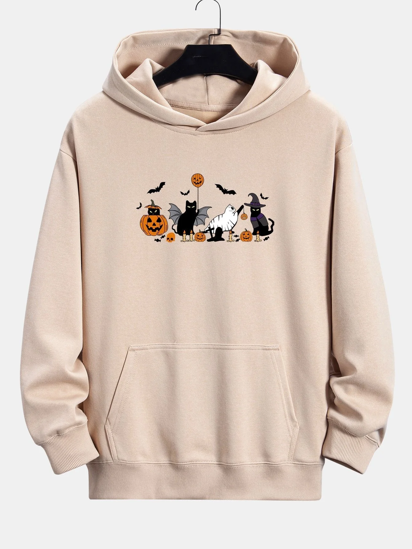 Mohamed | Halloween Pumpkin Black Cat Print Relax Fit Hoodie