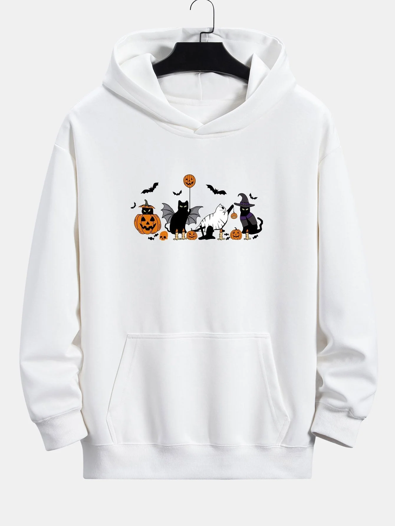 Mohamed | Halloween Pumpkin Black Cat Print Relax Fit Hoodie - Image 6
