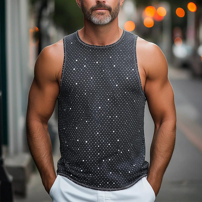 Monty | Men'S Summer Fashion Polka Dot Printed Cotton Tank Top - Image 2