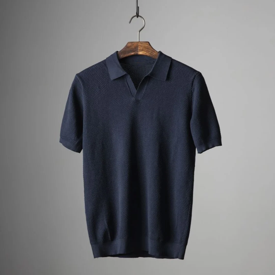 Naim | Lucca Textured Knit Cotton Polo Shirt - Image 4