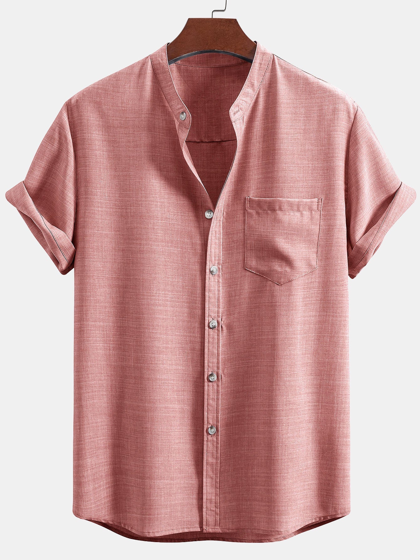 Narciso® | Short Sleeve Stand Collar Shirt & Linen Drawstring Shorts - Image 11