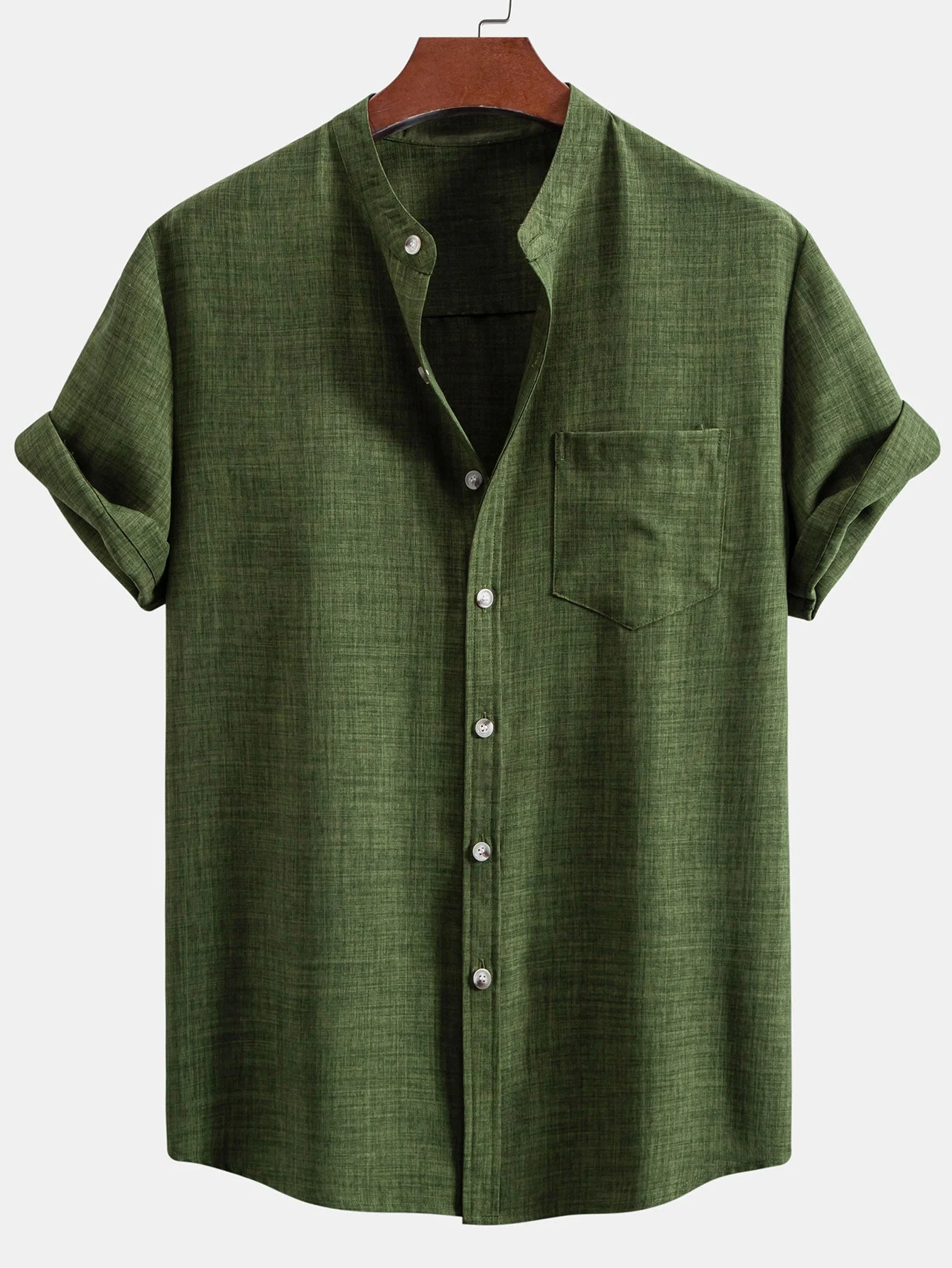 Narciso® | Short Sleeve Stand Collar Shirt & Linen Drawstring Shorts - Image 6