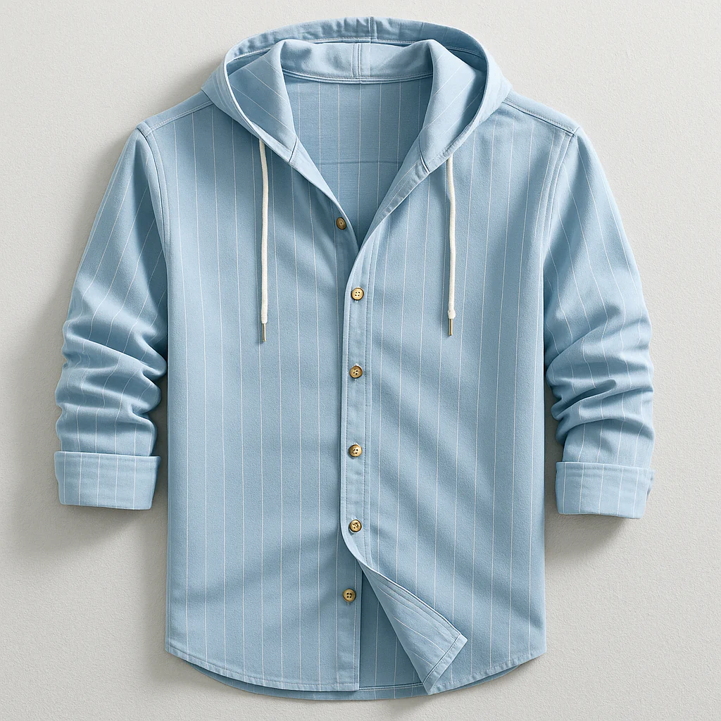 Neal | Luxury Striped Hooded Shirt - Image 2