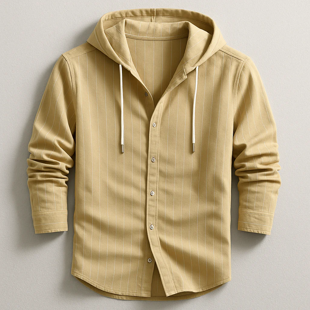 Neal | Luxury Striped Hooded Shirt - Image 3
