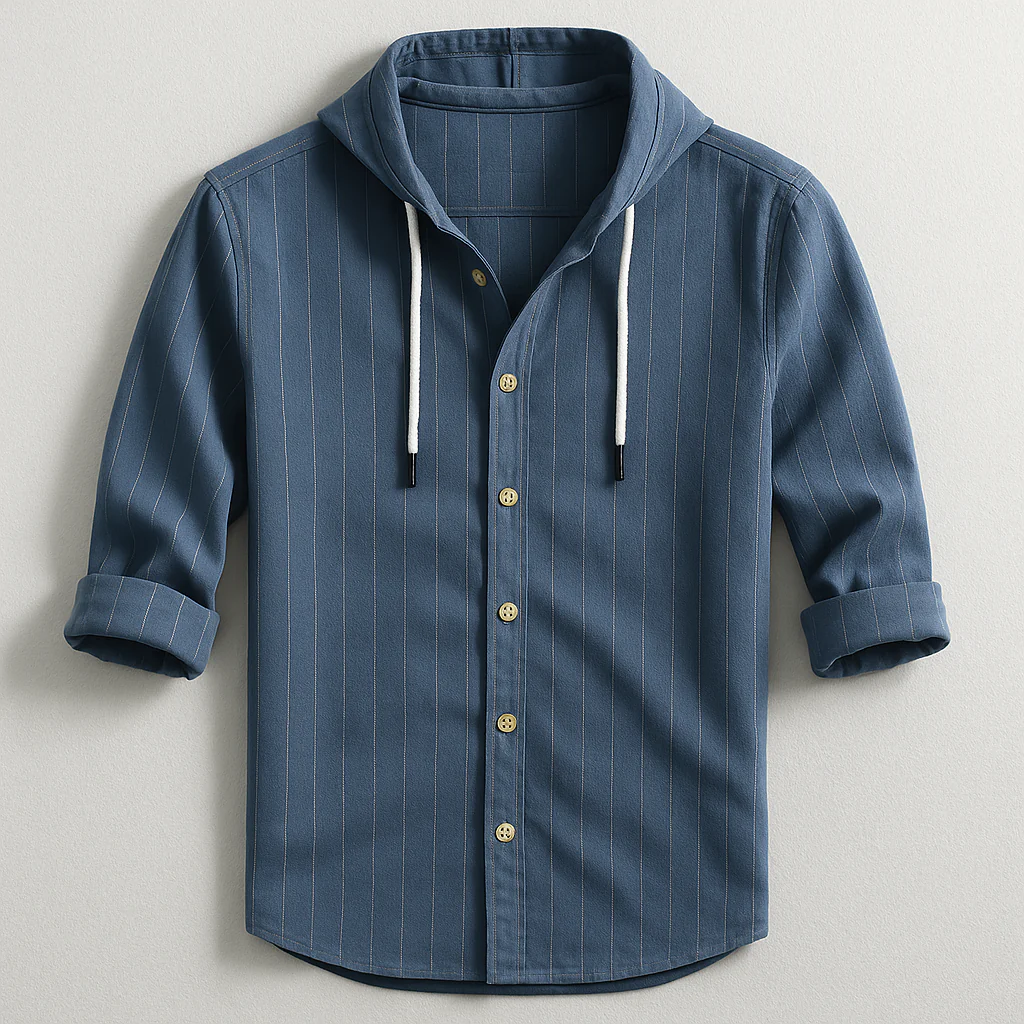 Neal | Luxury Striped Hooded Shirt - Image 4