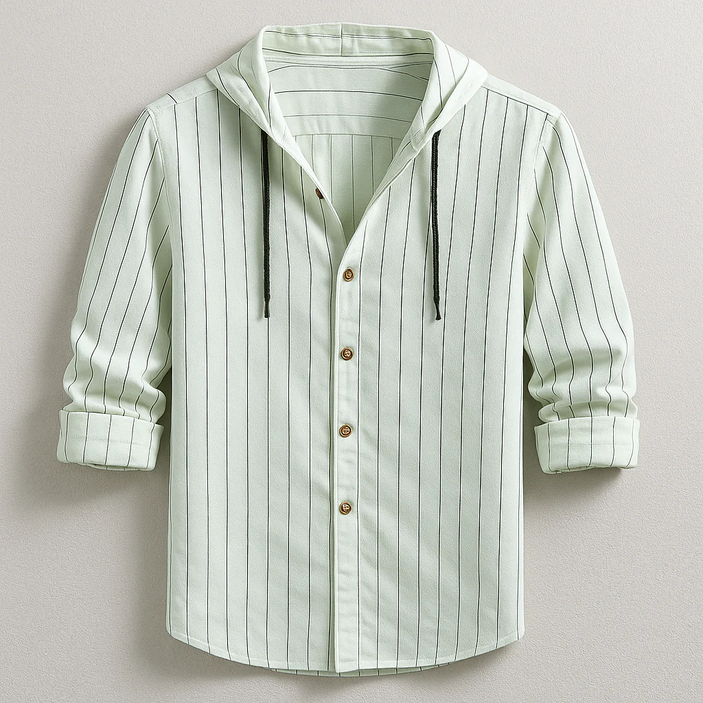 Neal | Luxury Striped Hooded Shirt - Image 5