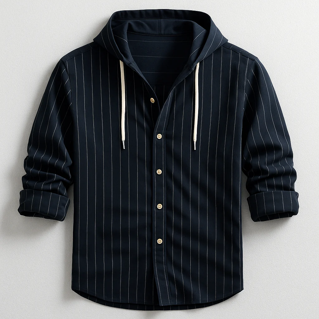 Neal | Luxury Striped Hooded Shirt - Image 6