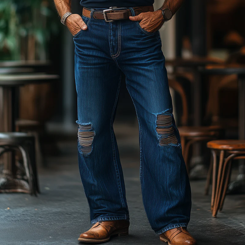 Neil | Men'S Western Cowboy Style Ripped Baggy Jeans - Image 2