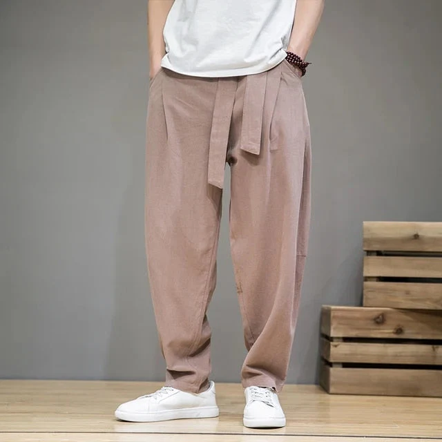 Néstor® | Taupe Casual Linen Pants - Image 3