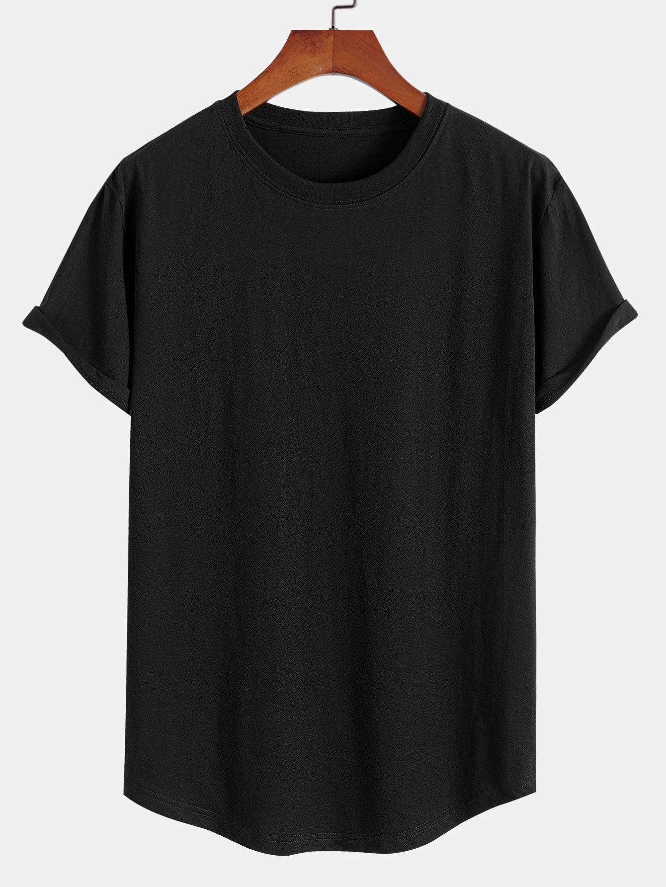 Nick® | Basic Cotton Arc Hem T-Shirt - Image 3