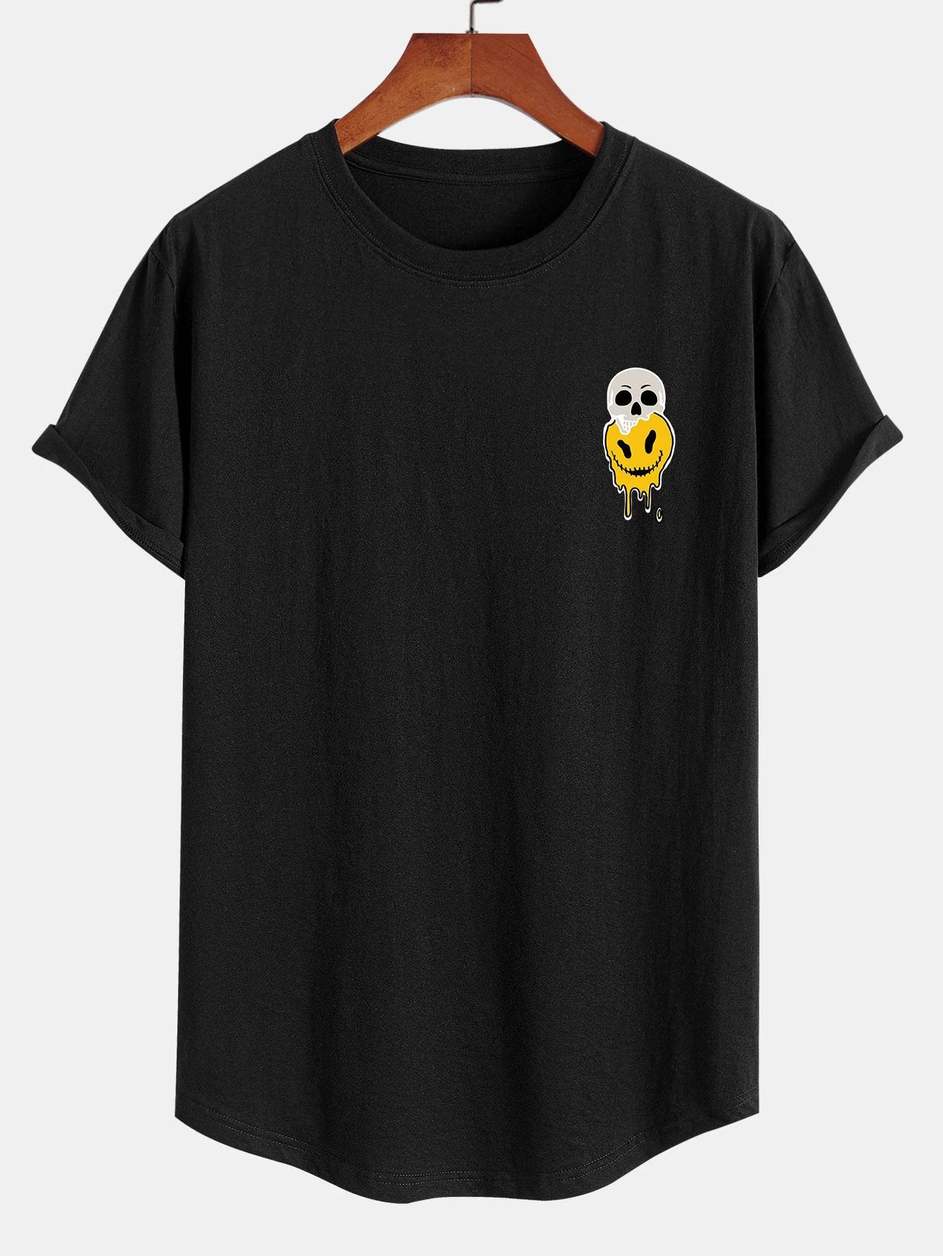 Nico® | Skull Evil Face Print Cotton Arc Hem T-Shirt - Image 2