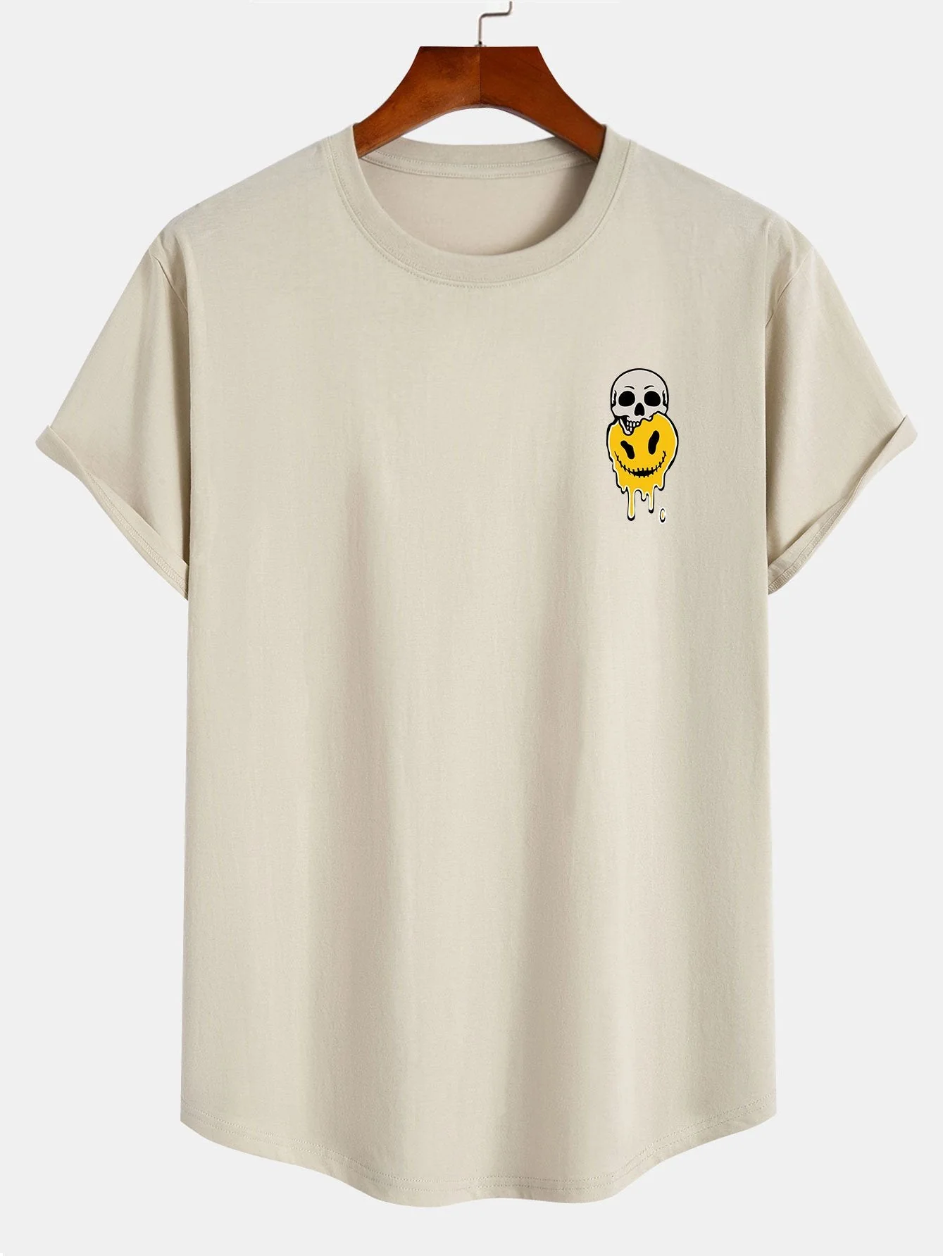 Nico® | Skull Evil Face Print Cotton Arc Hem T-Shirt - Image 5