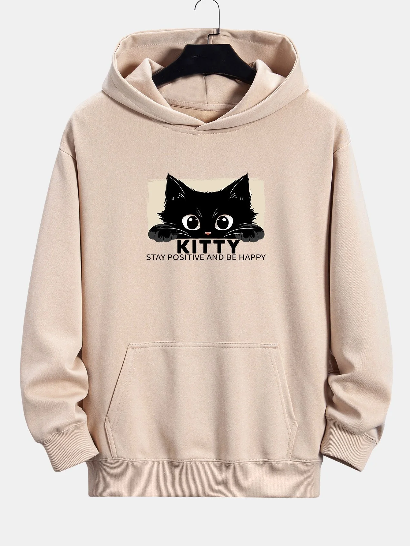 Nigel | Black Cat Print Relax Fit Hoodie - Image 3