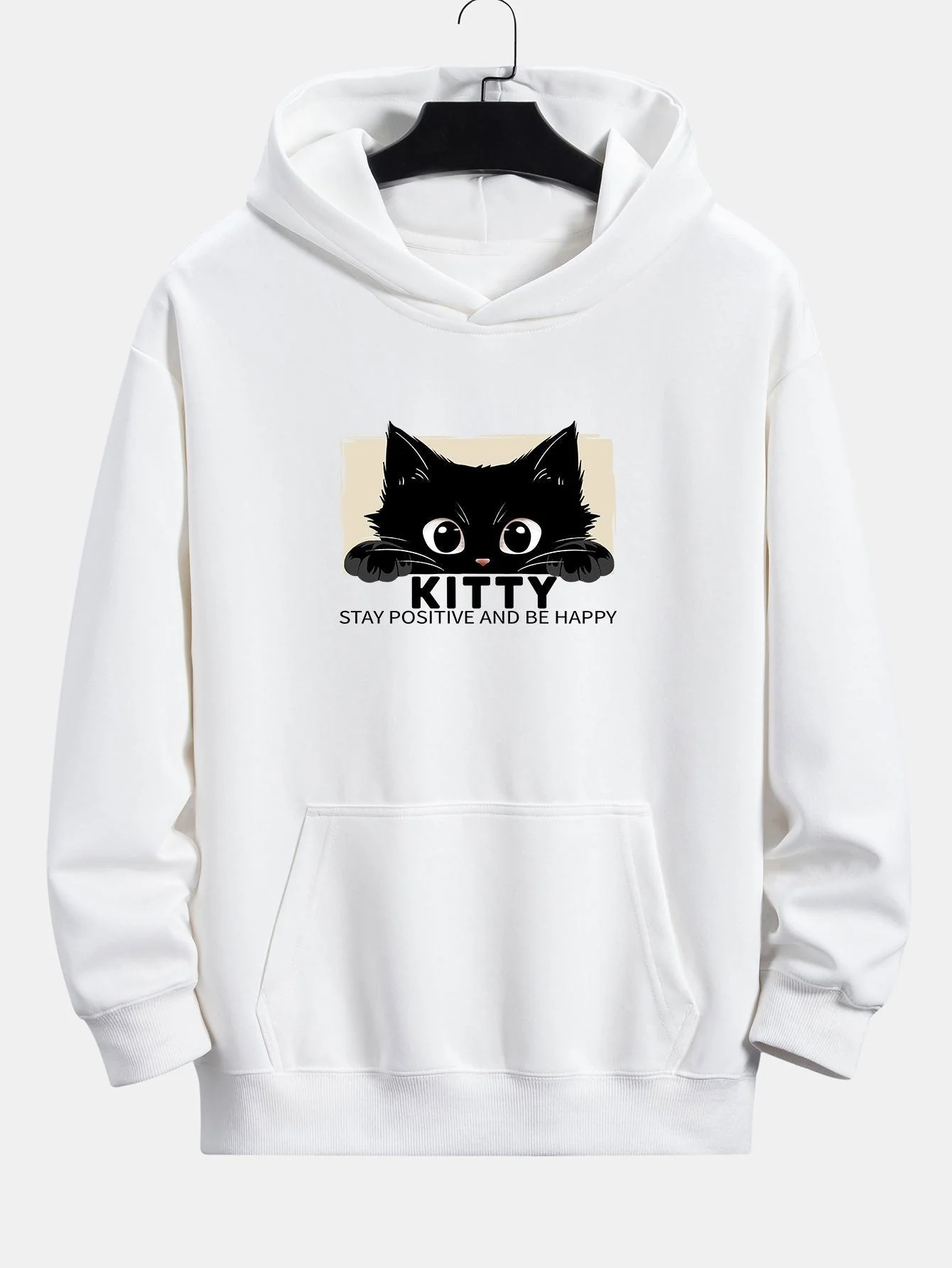 Nigel | Black Cat Print Relax Fit Hoodie - Image 7