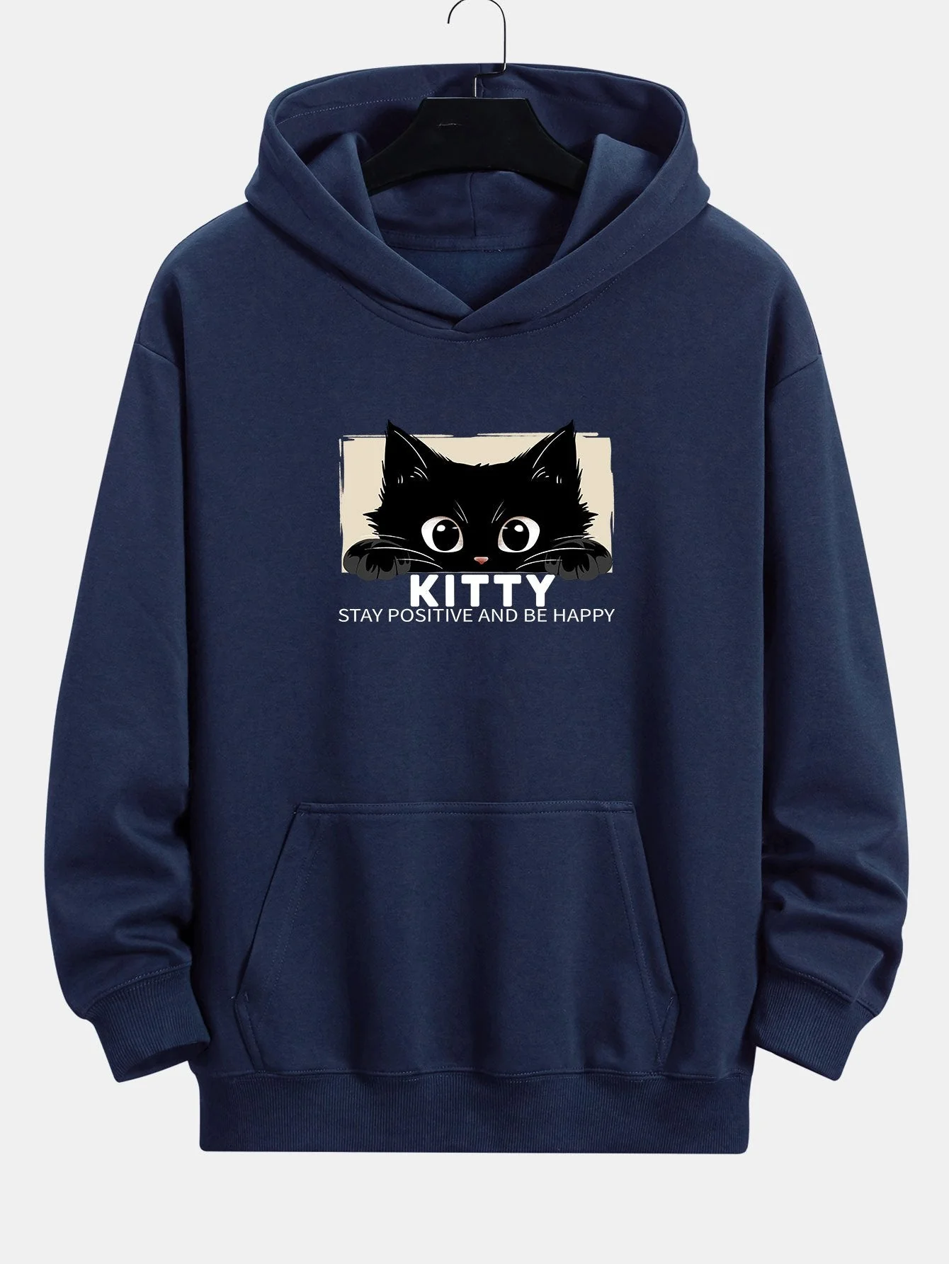 Nigel | Black Cat Print Relax Fit Hoodie - Image 9
