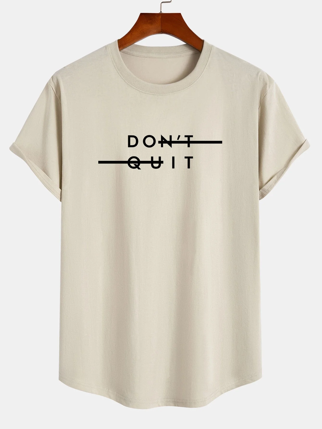 Nilo® | Don'T Quit Print Cotton Arc Hem T-Shirt - Image 2