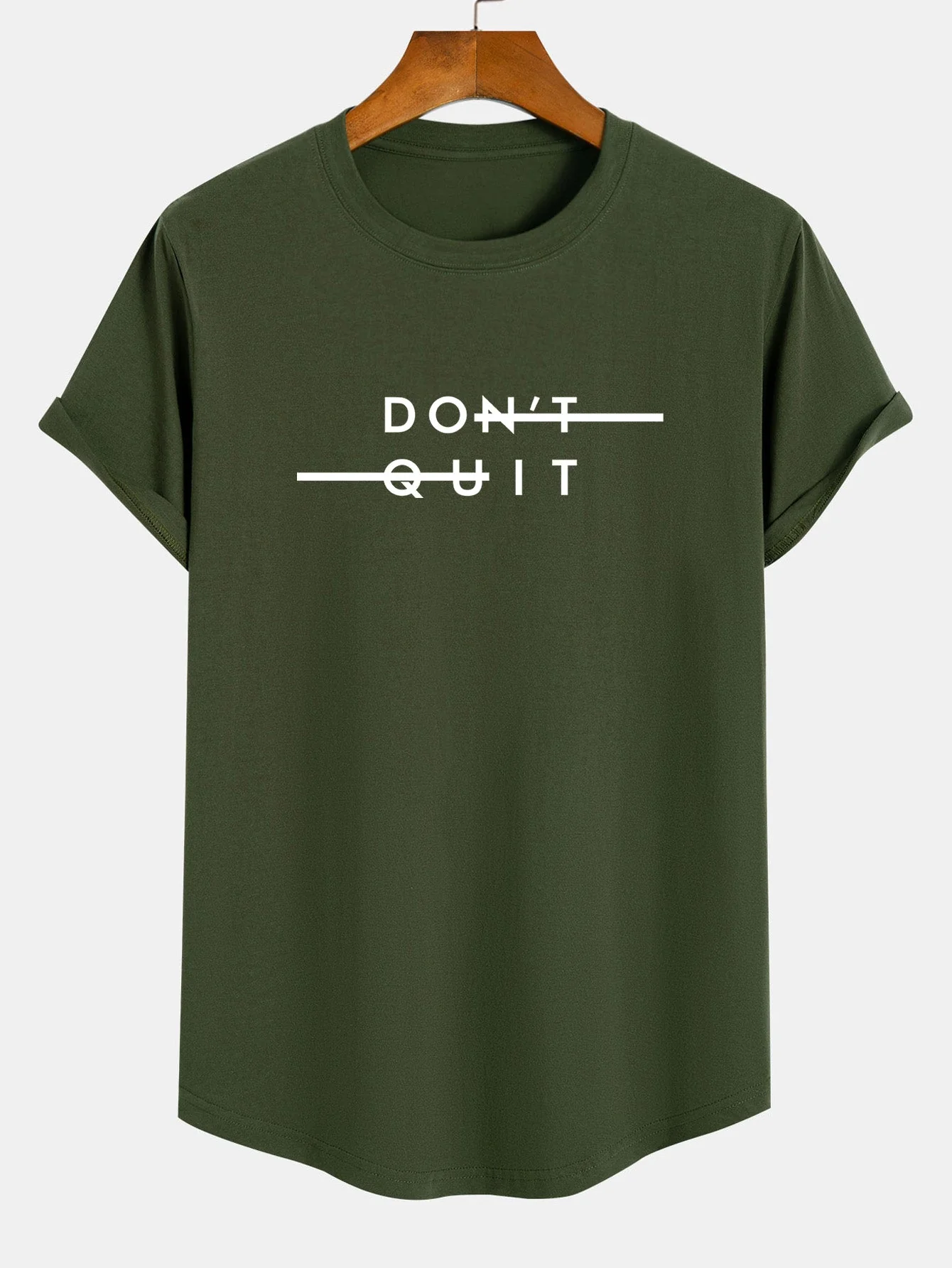 Nilo® | Don'T Quit Print Cotton Arc Hem T-Shirt - Image 4